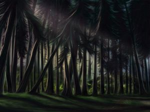 Preview wallpaper forest, trees, pines, art, nature