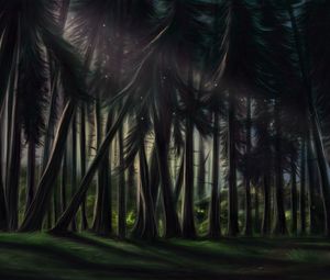 Preview wallpaper forest, trees, pines, art, nature