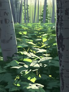 Preview wallpaper forest, trees, plants, nature, art