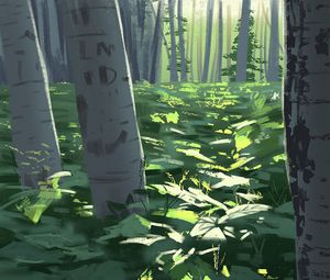 Preview wallpaper forest, trees, plants, nature, art