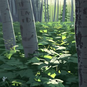 Preview wallpaper forest, trees, plants, nature, art