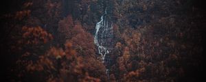 Preview wallpaper forest, trees, rock, waterfall, landscape