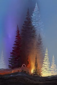 Preview wallpaper forest, trees, silhouettes, art