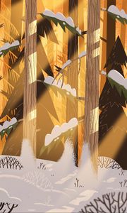 Preview wallpaper forest, trees, snow, landscape, art, winter
