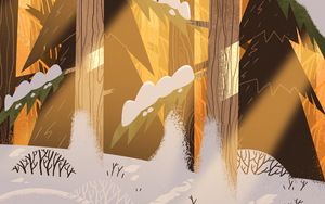 Preview wallpaper forest, trees, snow, landscape, art, winter