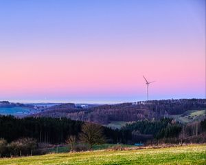 Preview wallpaper forest, trees, wind generator, landscape, nature