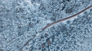 Preview wallpaper forest, winter, aerial view, snow, snowy, trees