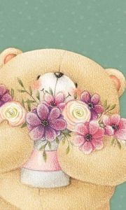 Preview wallpaper forever friends deckchair bear, teddy bear, flowers, art