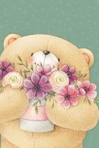 Preview wallpaper forever friends deckchair bear, teddy bear, flowers, art