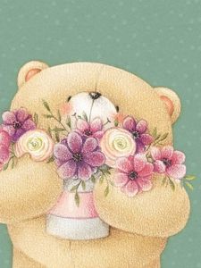 Preview wallpaper forever friends deckchair bear, teddy bear, flowers, art