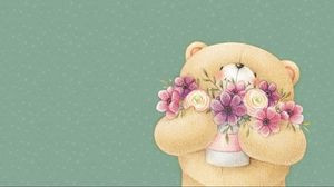 Preview wallpaper forever friends deckchair bear, teddy bear, flowers, art