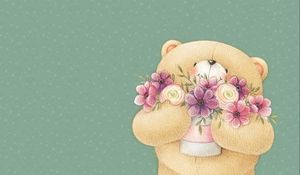 Preview wallpaper forever friends deckchair bear, teddy bear, flowers, art