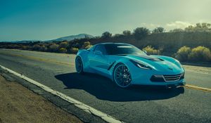 Preview wallpaper forgiato, corvette, chevrolet, blue, side view