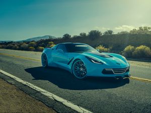 Preview wallpaper forgiato, corvette, chevrolet, blue, side view