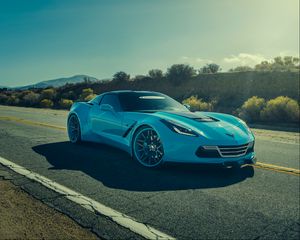 Preview wallpaper forgiato, corvette, chevrolet, blue, side view