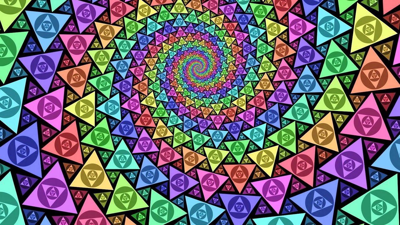 Wallpaper form, dive, triangles, colorful, illusion