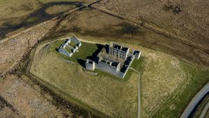 Preview wallpaper fortress, ruins, hill, aerial view
