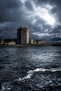 Preview wallpaper fortress, sea, coast, clouds, waves