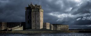 Preview wallpaper fortress, sea, coast, clouds, waves