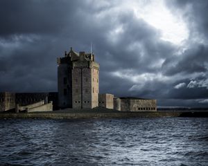 Preview wallpaper fortress, sea, coast, clouds, waves