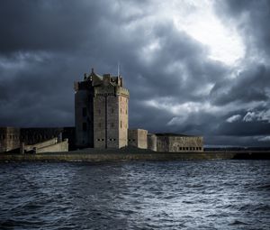 Preview wallpaper fortress, sea, coast, clouds, waves