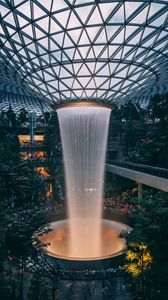 Preview wallpaper fountain, building, trees, architecture, interior