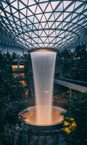 Preview wallpaper fountain, building, trees, architecture, interior