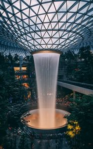 Preview wallpaper fountain, building, trees, architecture, interior