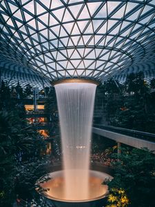 Preview wallpaper fountain, building, trees, architecture, interior