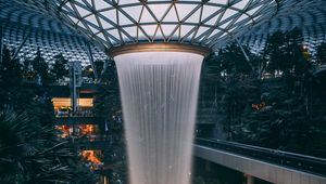 Preview wallpaper fountain, building, trees, architecture, interior