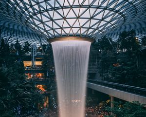 Preview wallpaper fountain, building, trees, architecture, interior