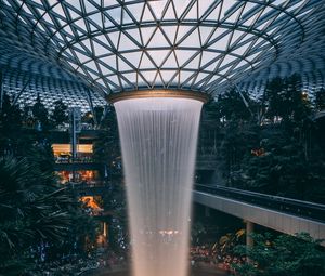 Preview wallpaper fountain, building, trees, architecture, interior
