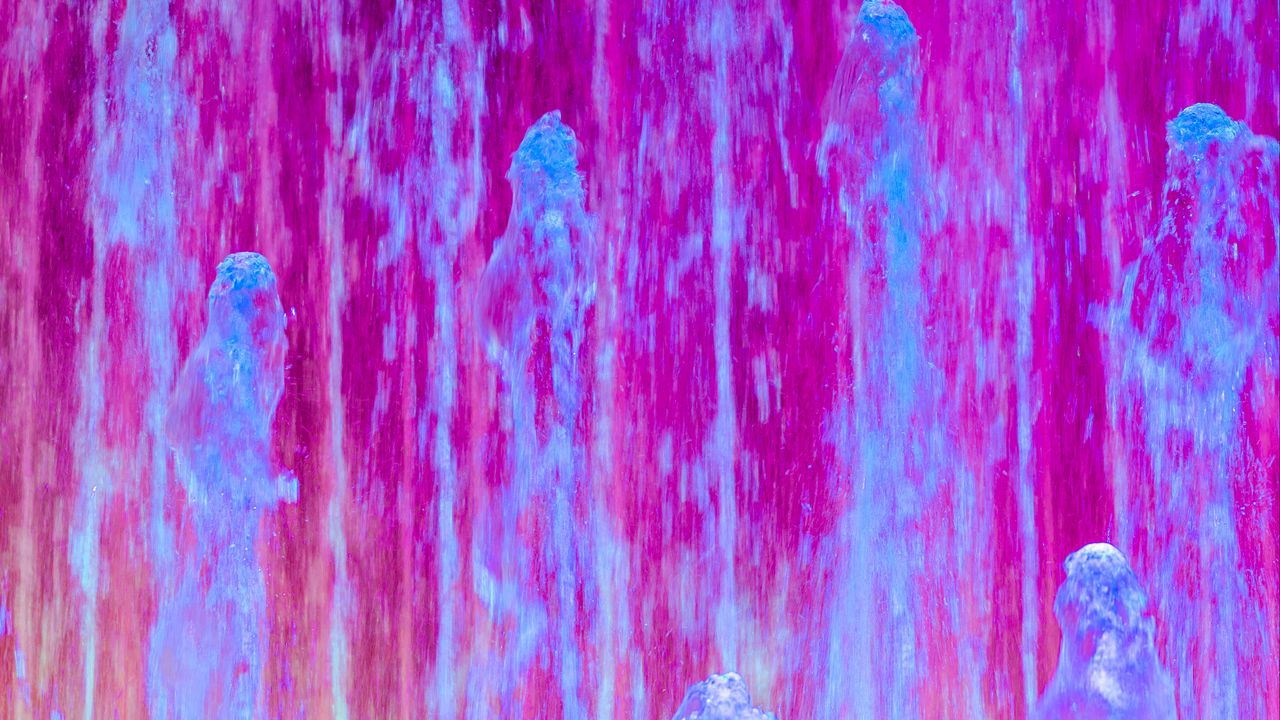 Wallpaper fountain, jets, water, lights, pink