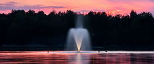 Preview wallpaper fountain, lake, sunset, trees