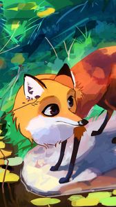 Preview wallpaper fox, animal, art, cute