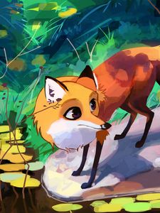 Preview wallpaper fox, animal, art, cute