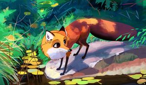 Preview wallpaper fox, animal, art, cute