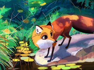 Preview wallpaper fox, animal, art, cute