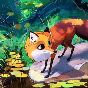 Preview wallpaper fox, animal, art, cute