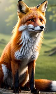 Preview wallpaper fox, animal, wildlife, forest, art