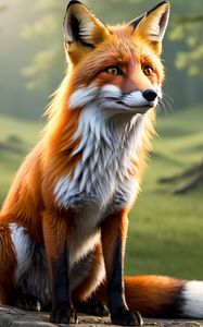 Preview wallpaper fox, animal, wildlife, forest, art