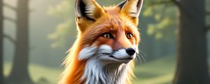 Preview wallpaper fox, animal, wildlife, forest, art