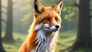 Preview wallpaper fox, animal, wildlife, forest, art