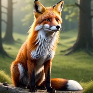 Preview wallpaper fox, animal, wildlife, forest, art