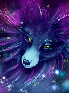 Preview wallpaper fox, art, space, purple