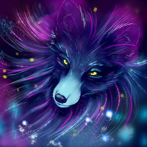 Preview wallpaper fox, art, space, purple