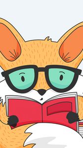 Preview wallpaper fox, book, reading, art, vector