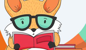 Preview wallpaper fox, book, reading, art, vector