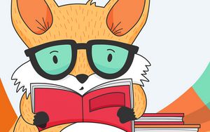 Preview wallpaper fox, book, reading, art, vector