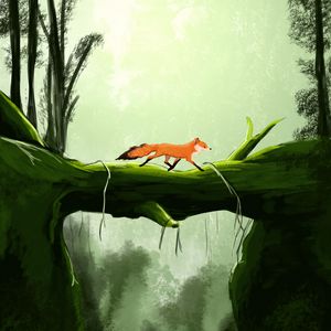 Preview wallpaper fox, cute, bridge, art